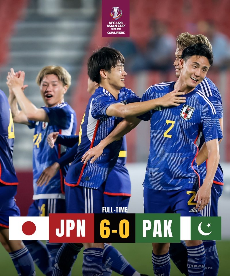 【万博足球】奥预赛日本国奥6-0轻取巴基斯坦国奥，两人梅开二度