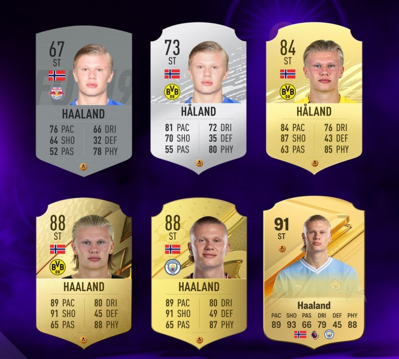 ?见证巨星诞生！哈兰德六代FIFA球员卡评分变化?总评暴涨24点！