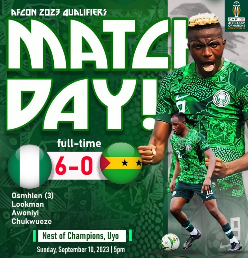 【万博足球】非洲杯预选赛:尼日利亚6-0大胜圣多美和普林西比,奥斯梅恩戴帽