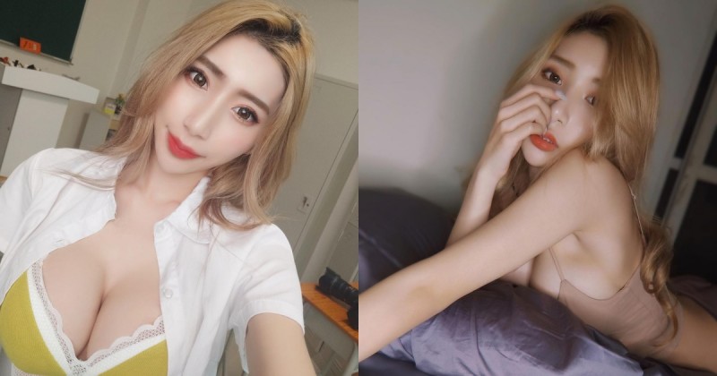 金髮制服妹「蕭晴」教室裡開扣自拍！「飽滿F奶」呼之欲出，私下辣照更兇猛！