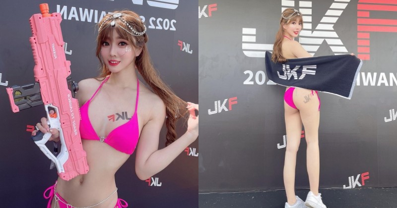 【万博娱乐】英文老師教你打水槍！「凱蒂老師」火辣比基尼濕身玩水，大喝特調奶酒！