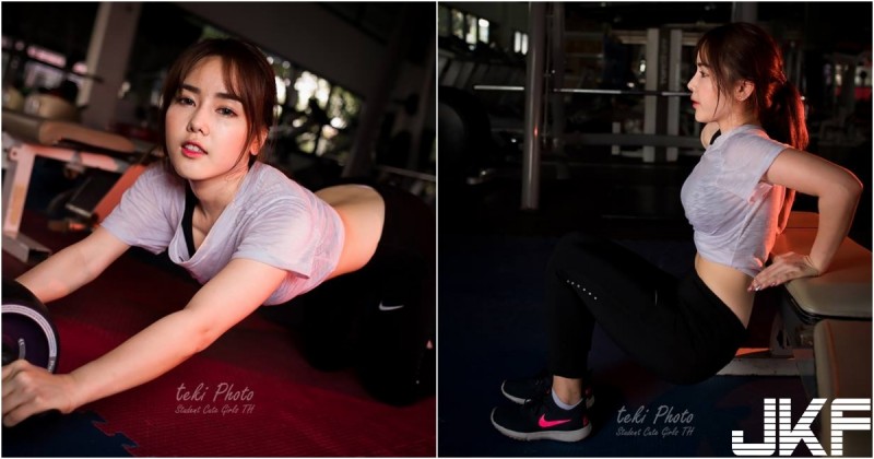 【万博娱乐】快來運動！「大奶正妹」健身房爆汗深蹲！腰腹「性感曲線」好撩人！