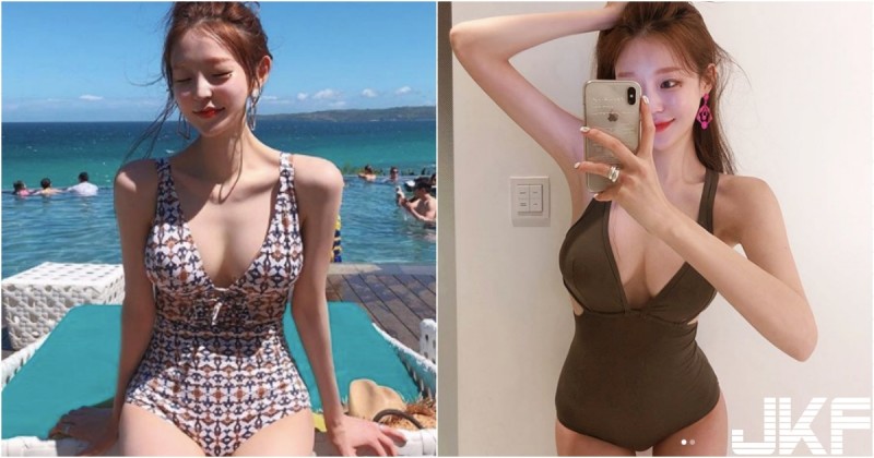 【万博娱乐】「白嫩爆乳老闆娘」親自示範！中路開開「雪白美胸」大方溢出！連身泳裝也好辣！