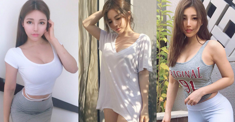 正妹展現「雄偉車頭燈」，養眼視角超立體！「深長事業線」讓人想一頭栽進！