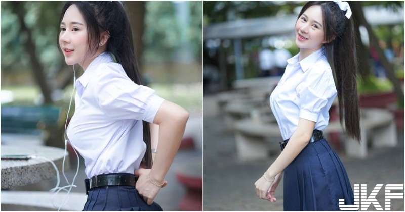 公園捕獲「美乳學生妹」！青春甜美讓人想戀愛！小小年紀「發育不錯」啊！