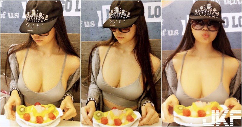 【万博娱乐】甜品店驚見「超緊背心奶妹」！路人看她自拍都傻眼「巨無霸雪球奶」真的太猛了…
