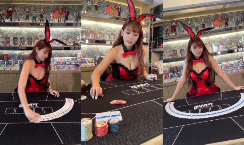 【万博娱乐】德州撲克火辣荷官爆乳發牌　在牌桌上都無法專心了！