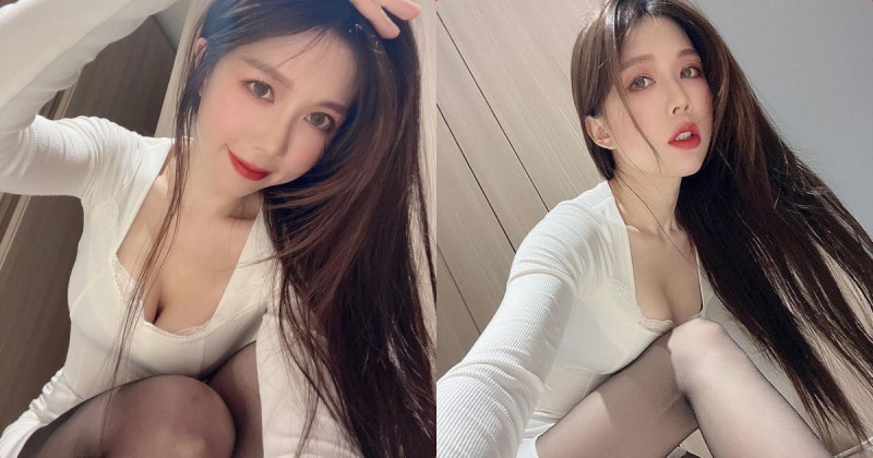 【万博娱乐】美乳攝影師「紗那醬」誘惑蹲地自拍，火辣的「黑絲造型」讓人受不了！