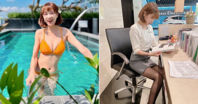 【万博娱乐】新莊「正妹汽車女業務員」曾筱筑，上班黑絲下班比基尼，都讓人好想買車！