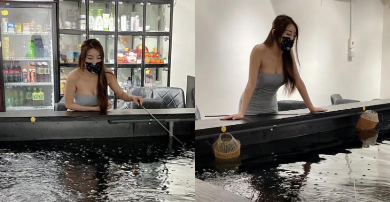 【万博娱乐】釣蝦驚見對面口罩妹子「爆乳垂釣」　飽滿雙峰快要掉出來了！