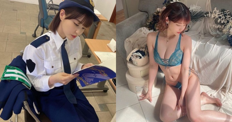 【万博娱乐】超甜美女警藏「G罩杯豪乳」，制服下超兇猛肉體原來是極品寫真女星「岸明日香」！