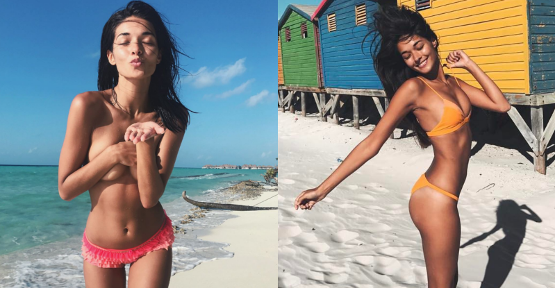 【万博娱乐】陽光沙灘沒有比基尼！「性感正妹」身體力行海島風情　捧嫩乳做日光浴