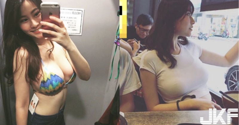 【万博娱乐】安捏母湯～「白衣爆乳正妹」試衣間換裝好誘人，「渾圓碗公奶」比基尼快要hold不住啦～