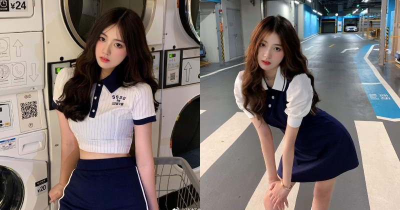 【万博娱乐】停車場「22歲超可愛纖腰妹子」，深藍小洋裝下有「性感S曲線」！