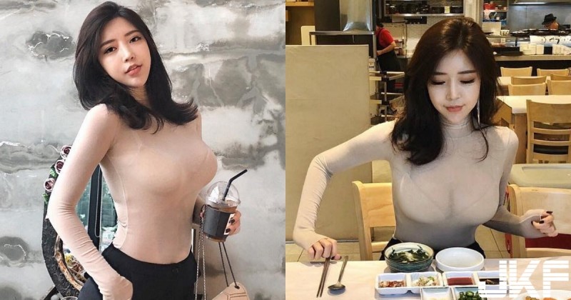 【万博娱乐】餐廳驚見「超透明巨乳」！正妹裸色衣超薄透「渾圓巨乳」擋不住，完全無法專心吃飯！