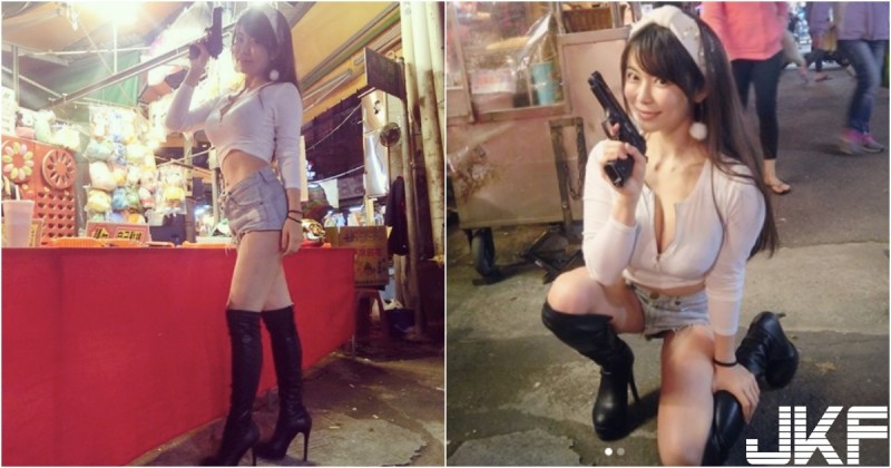 【万博娱乐】提槍上陣！樂華夜市出現「爆奶短褲妹」射氣球！火辣辣「白嫩大奶」害路人都看呆！