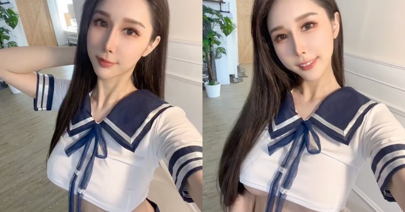 【万博娱乐】要不要當我同學？正妹「夢夢MonMon」性感制服裙，秀出「E級南半球」！