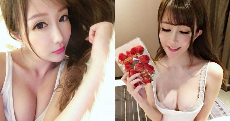 【万博娱乐】正妹麥麥兒「吃草莓時美乳外露」，白嫩雙球辣到犯規啊！