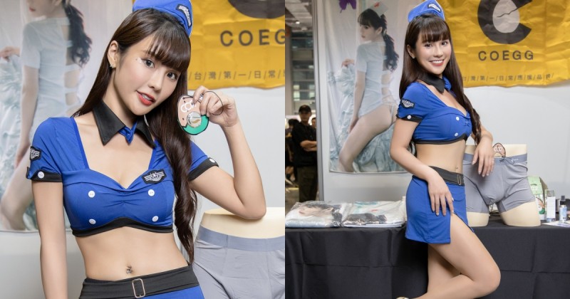 【万博娱乐】琳妲性感制服露「美乳細腰長腿」，在TRE會場賣小褲褲！