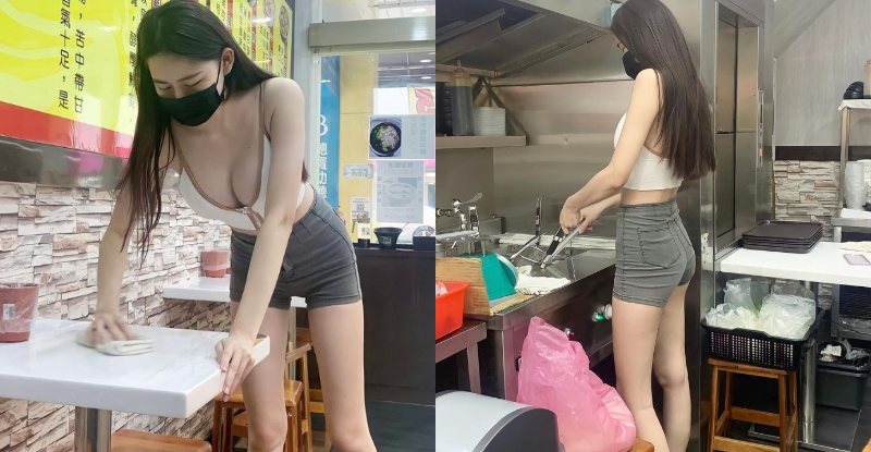 【万博娱乐】湯品店員「冰冰Miga」工作曬腿又掏奶，網友：「想應徵，天天一起擦桌子」