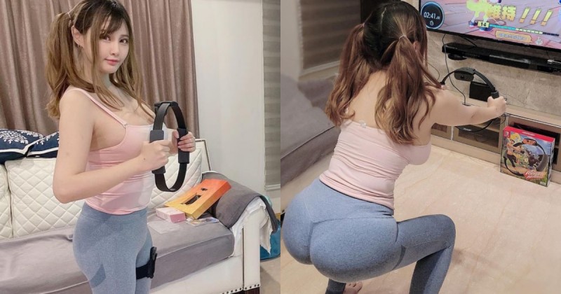 【万博娱乐】「巨乳正妹」居家玩健身環，超兇猛「飽滿翹臀」好顯眼，粉絲狂讚：曲線好辣！