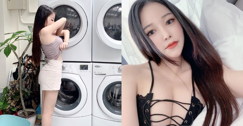 【万博娱乐】這件忘了洗！「巨乳正妹」洗衣店大膽脫衣　大份量奶球直接彈出！