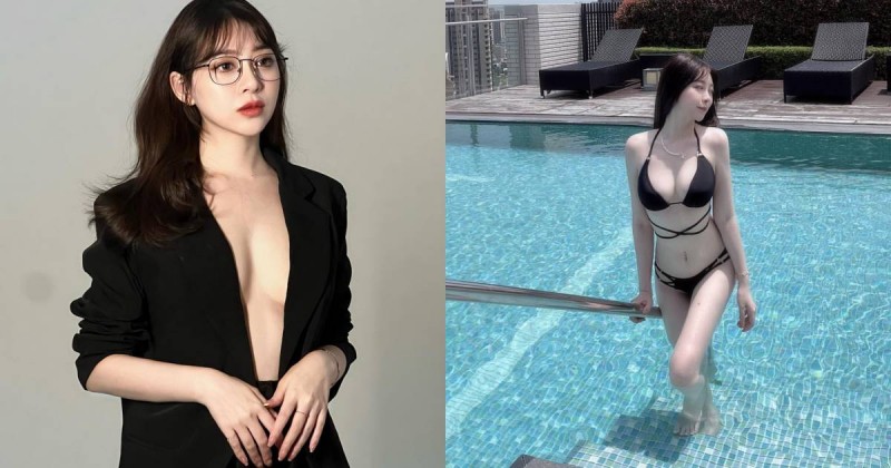 【万博娱乐】中壢花藝師「若㚥」氣質性感兼具，中空西裝露「兇猛雪乳」！