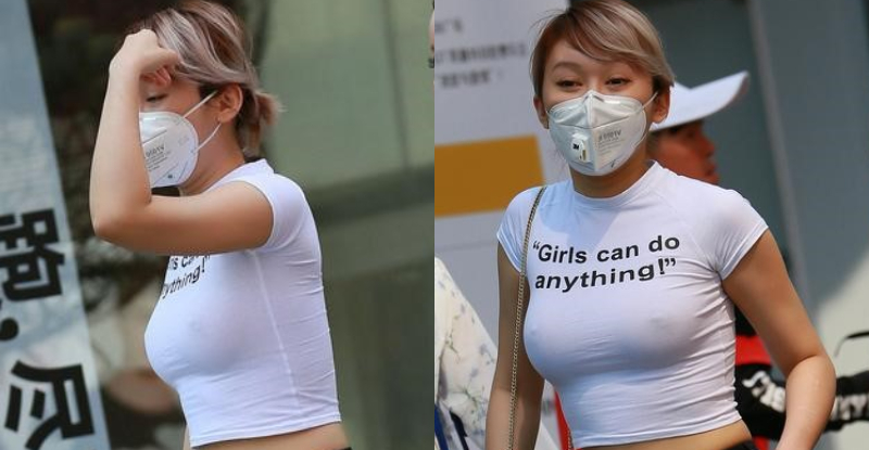 【万博娱乐】奶罩可以不戴但口罩不行！街拍巨乳妹「無罩上路」大開車頭燈