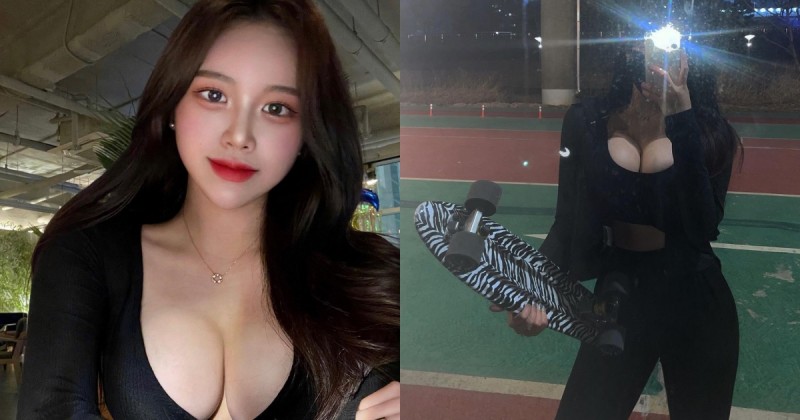 【万博娱乐】白皙長髮正妹「深夜爆乳玩滑板」，渾圓飽滿的「巨大車頭燈」有夠搶眼！
