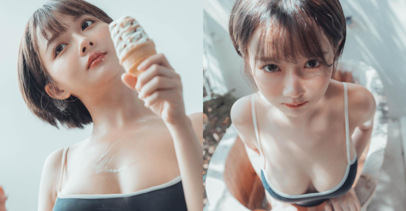 【万博娱乐】「史庫水少女」泡湯舔冰淇淋，上帝透視角「渾圓雙球」造福人心！
