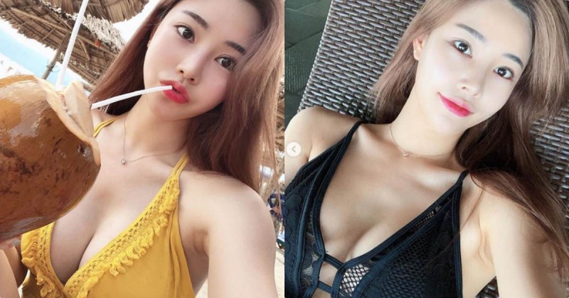 【万博娱乐】氣質正妹debon「暗藏豐滿深溝」，喝椰子汁放送「渾圓美乳」！