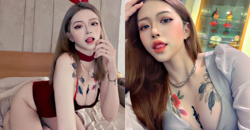 【万博娱乐】「兇猛刺青妹」櫻桃小嘴伸舌超曖昧，「深美濠溝」刺黑影逼人犯罪