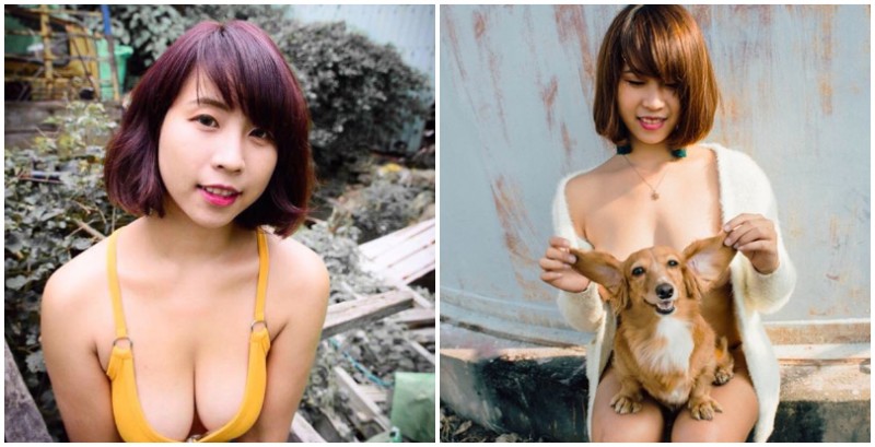 【万博娱乐】連狗都微笑的最惹火曲線！「爆乳正妹」深邃事業線配上迷人甜笑，連動物都招架不住！