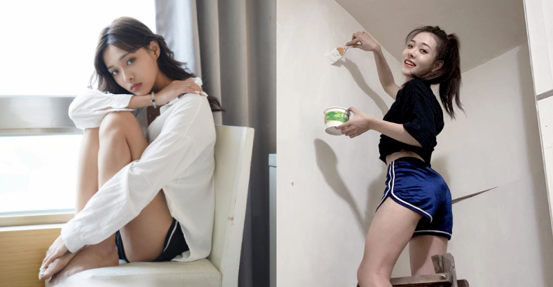 【万博娱乐】甜美女孩「唐羽玥Yuyue」高踩梯子挺出翹臀，若隱若現的美腿根部讓人想法超大膽！