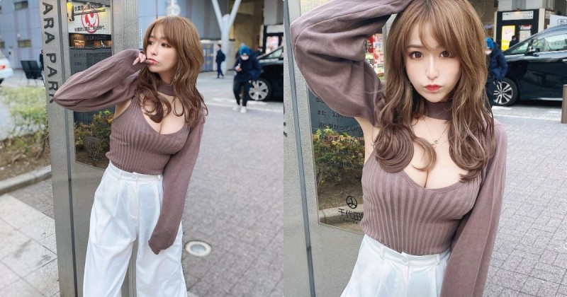 【万博娱乐】日本街頭性感美乳御姐，「火辣車頭燈」狂吸路人目光！
